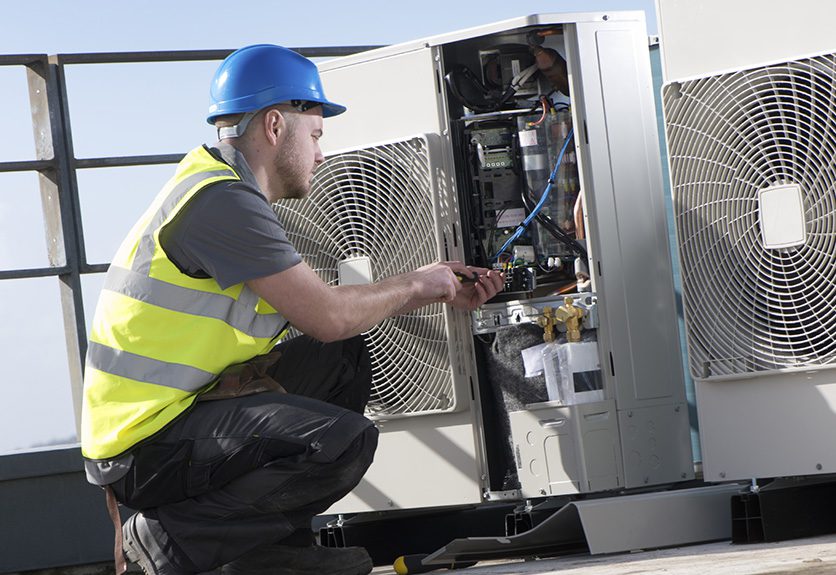 air conditioning installation on rooftop